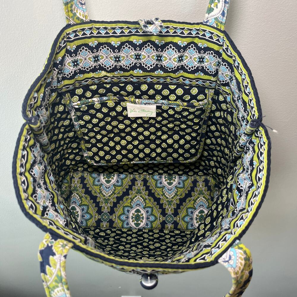 Vera Bradley Green and Blue Patterned Tote - Picture 5 of 8